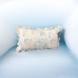 Coquette Fancy Blue Floral Ruffle Pillow - Decorative Accent ~ Charming